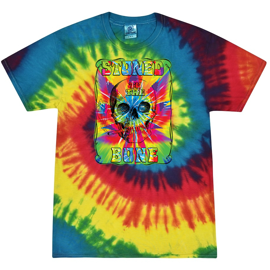 Stoned to the Bone Smoking Skeleton Tie-Dye T-Shirt