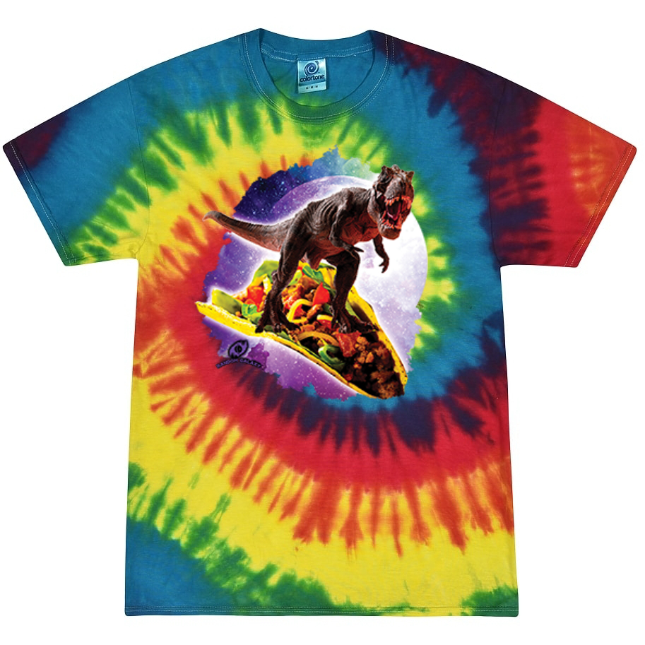 Galactic T-Rex on Taco Tie-Dye T-Shirt