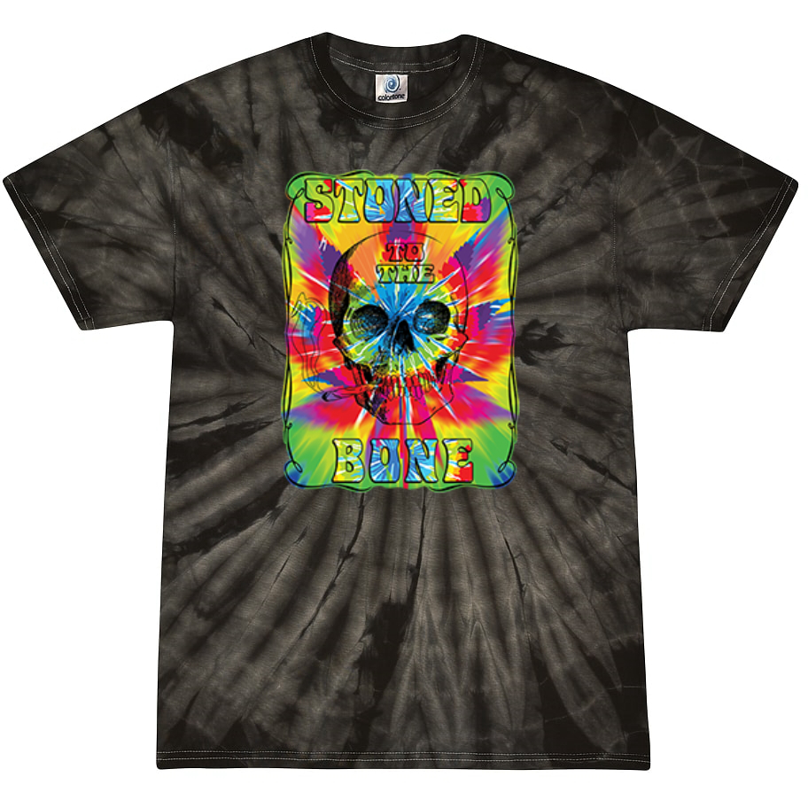 Stoned to the Bone Smoking Skeleton Tie-Dye T-Shirt