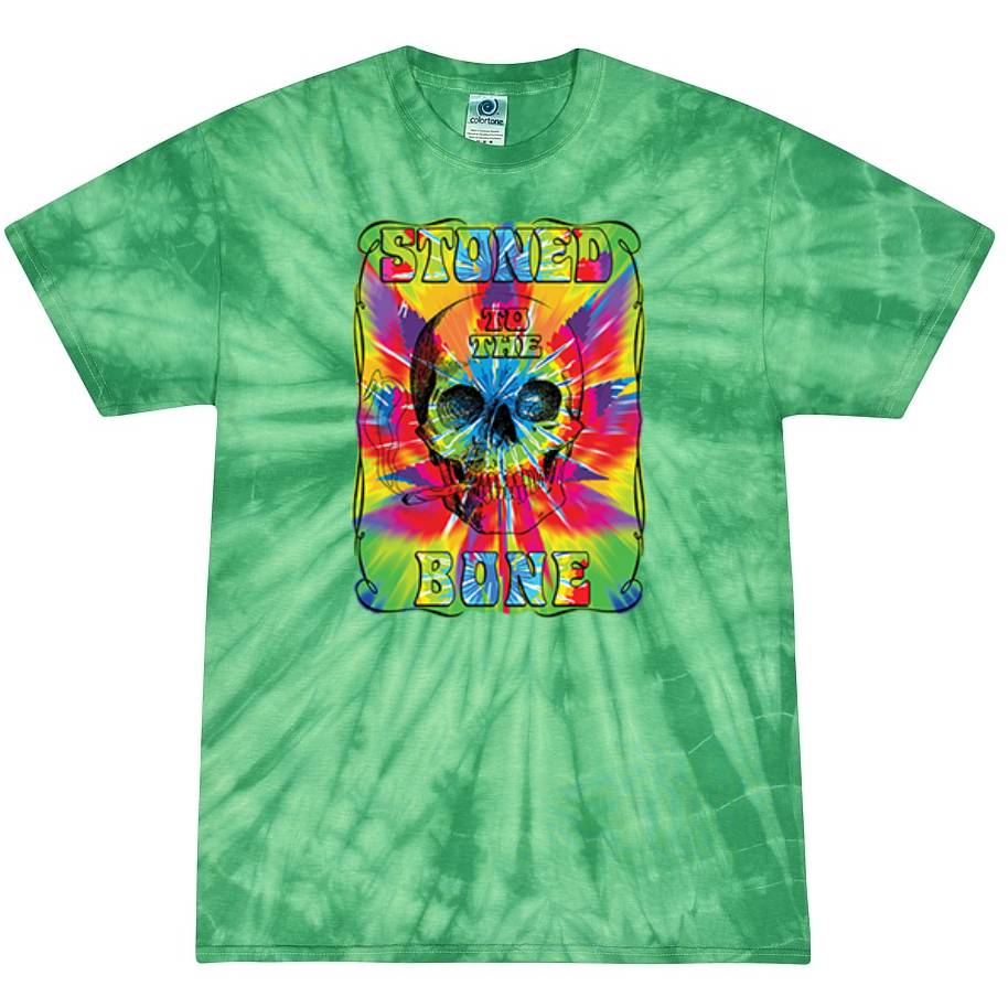 Stoned to the Bone Smoking Skeleton Tie-Dye T-Shirt
