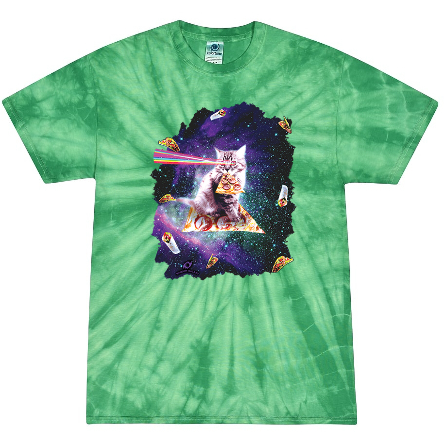 Space Cat with Rainbow Laser Eyes  Tie-Dye T-Shirt