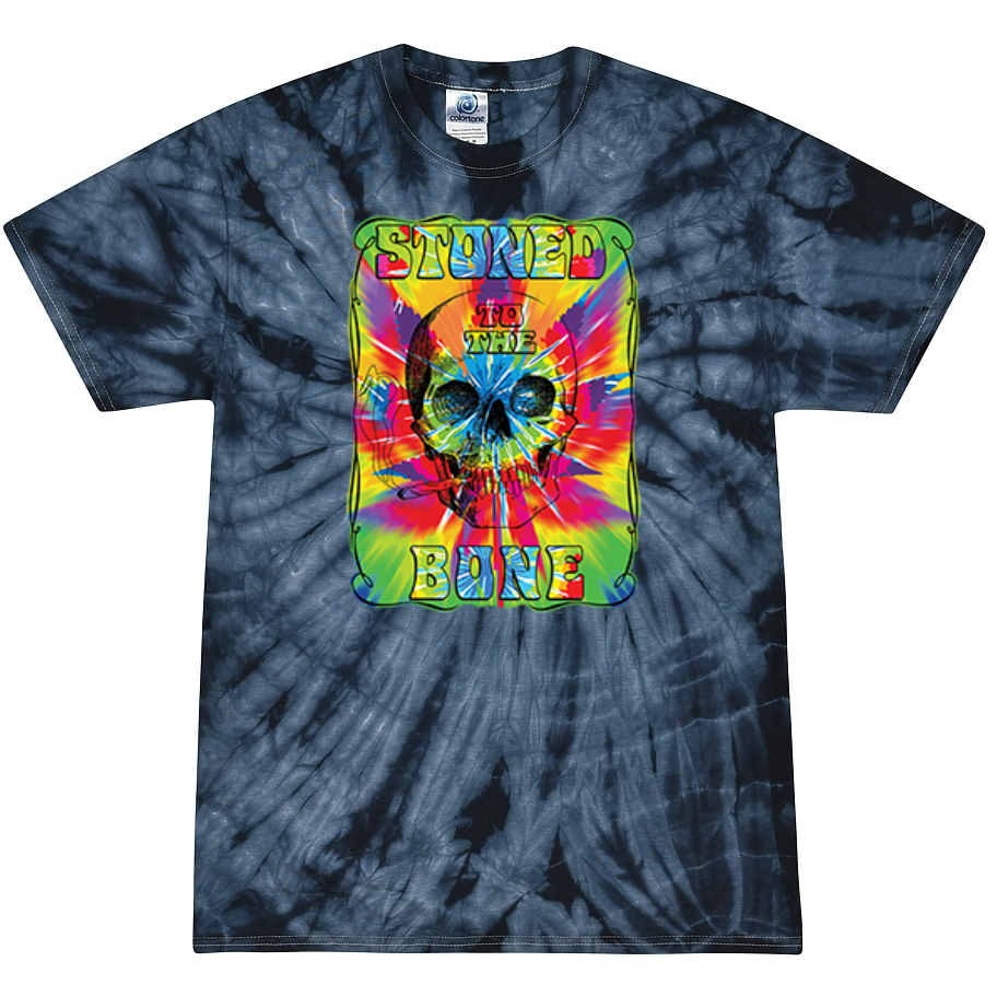 Stoned to the Bone Smoking Skeleton Tie-Dye T-Shirt