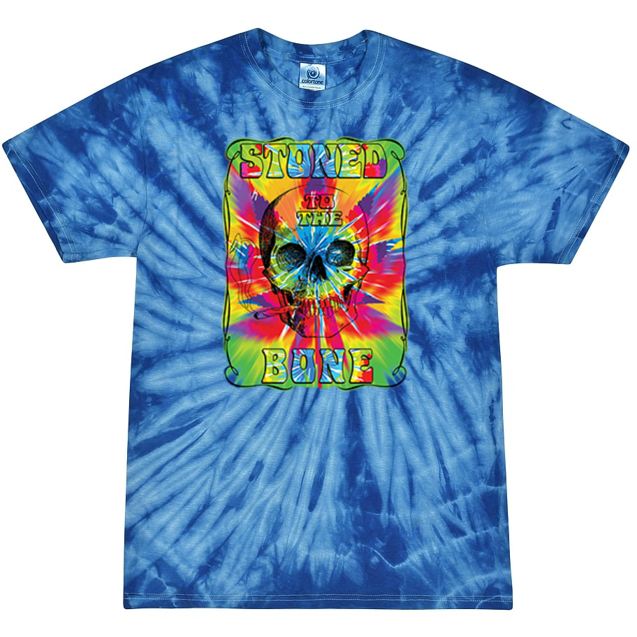 Stoned to the Bone Smoking Skeleton Tie-Dye T-Shirt
