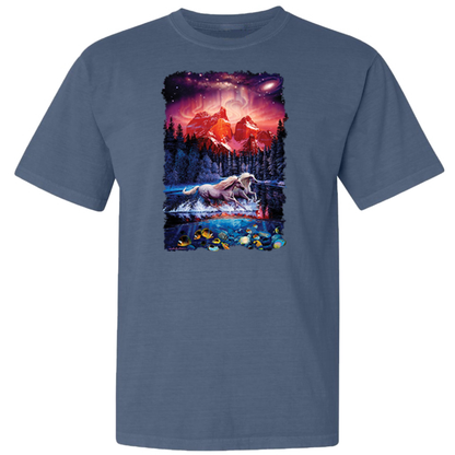 Colorful Horses in the Forest  Garment-Dyed Washed Look Short Sleeve T-Shirt