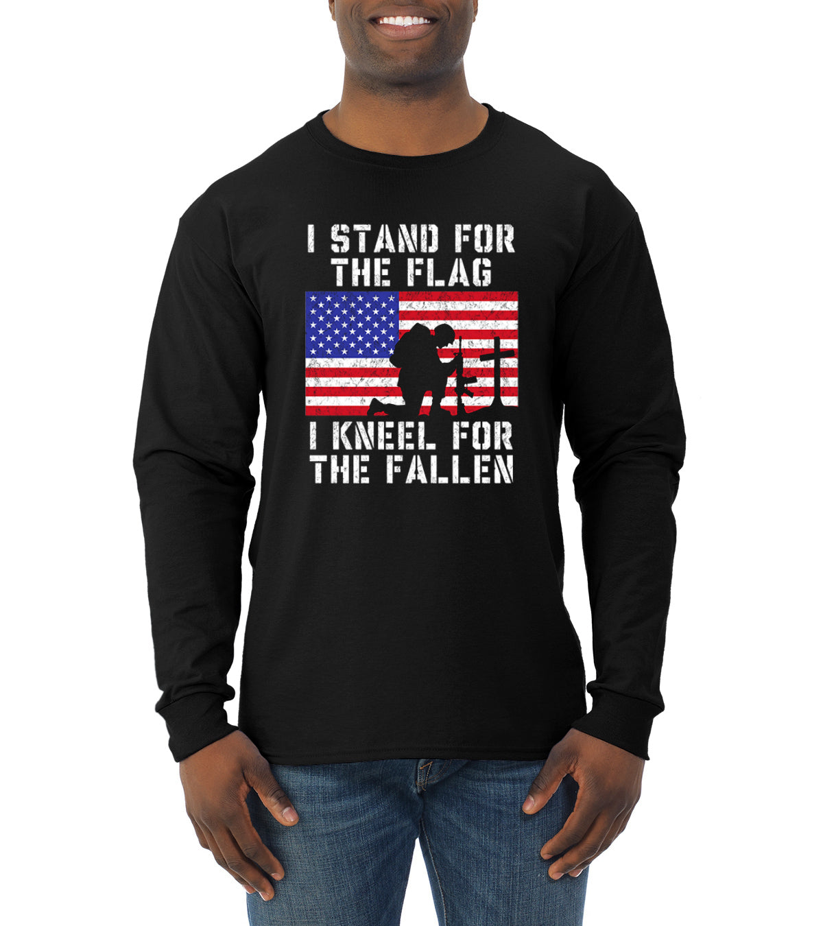 I Stand for The Flag I Kneel for The Fallen Americana / American Pride Mens Long Sleeve Shirt
