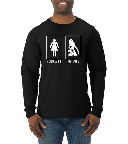 Your Wife vs My Wife | Superhero Humor Mens Long Sleeve Shirt