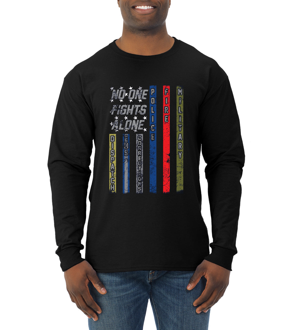 First Responder T Shirt Dispatcher EMS Corrections Police Fire Military Unity T-shirt American Flag Tee Pop Culture Mens Long Sleeve Shirt