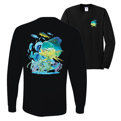 Classic Fresh Mahi Classic Nautical Fish Front & Back Fishing Mens Long Sleeve Shirt
