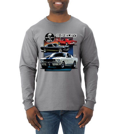 Shelby 65 Powered by Ford Motors Mustang Logo Emblem  Cars and Trucks Mens Long Sleeve Shirt