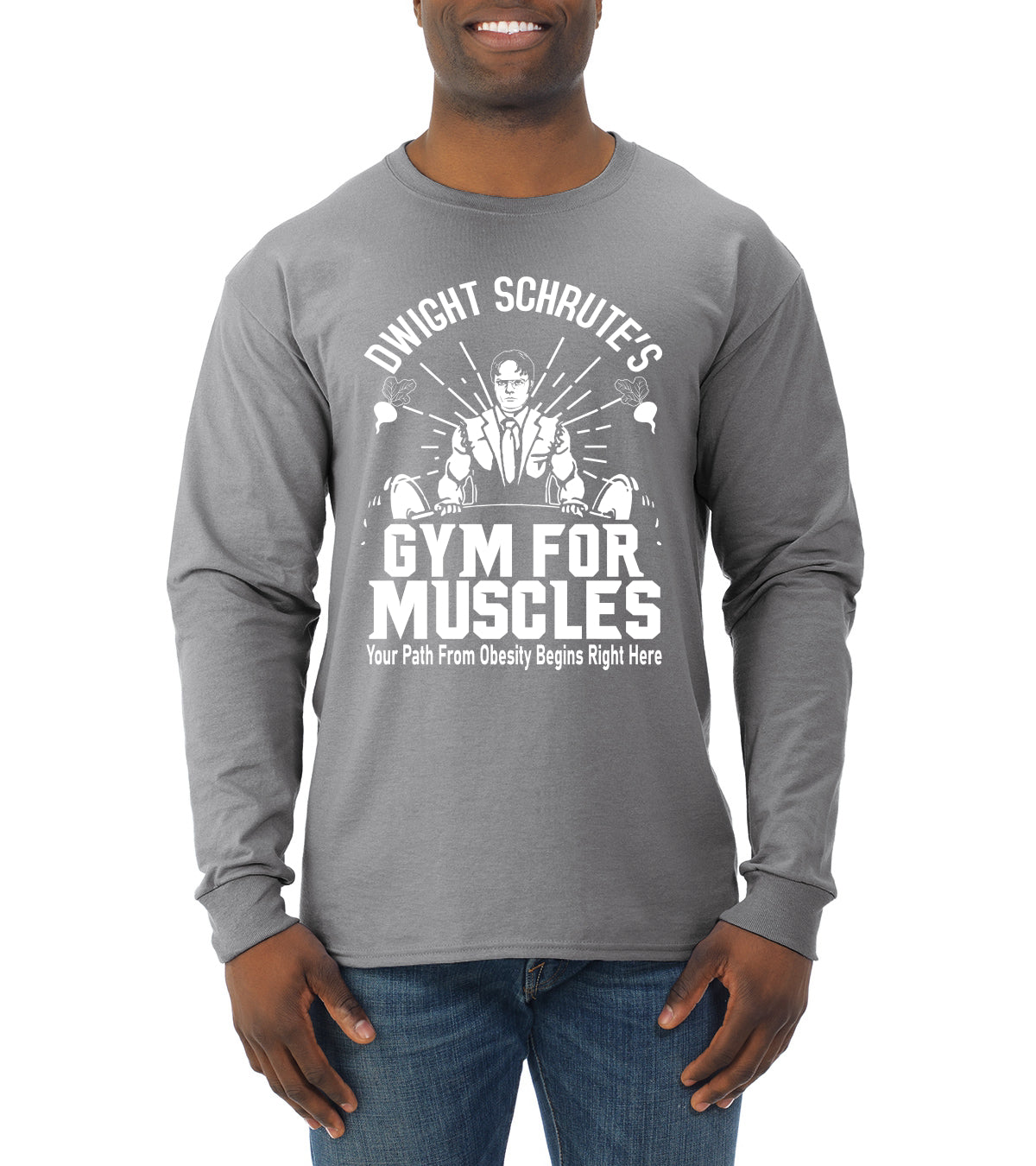 Dwight Schrute's Gym for Muscles Pop Culture Mens Long Sleeve Shirt