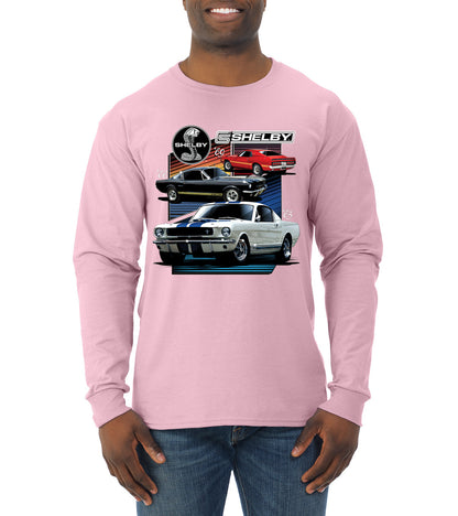 Shelby 65 Powered by Ford Motors Mustang Logo Emblem  Cars and Trucks Mens Long Sleeve Shirt