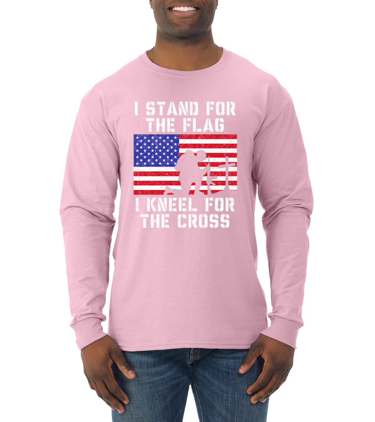I Stand for The Flag I Kneel for The Cross  Americana / American Pride Mens Long Sleeve Shirt