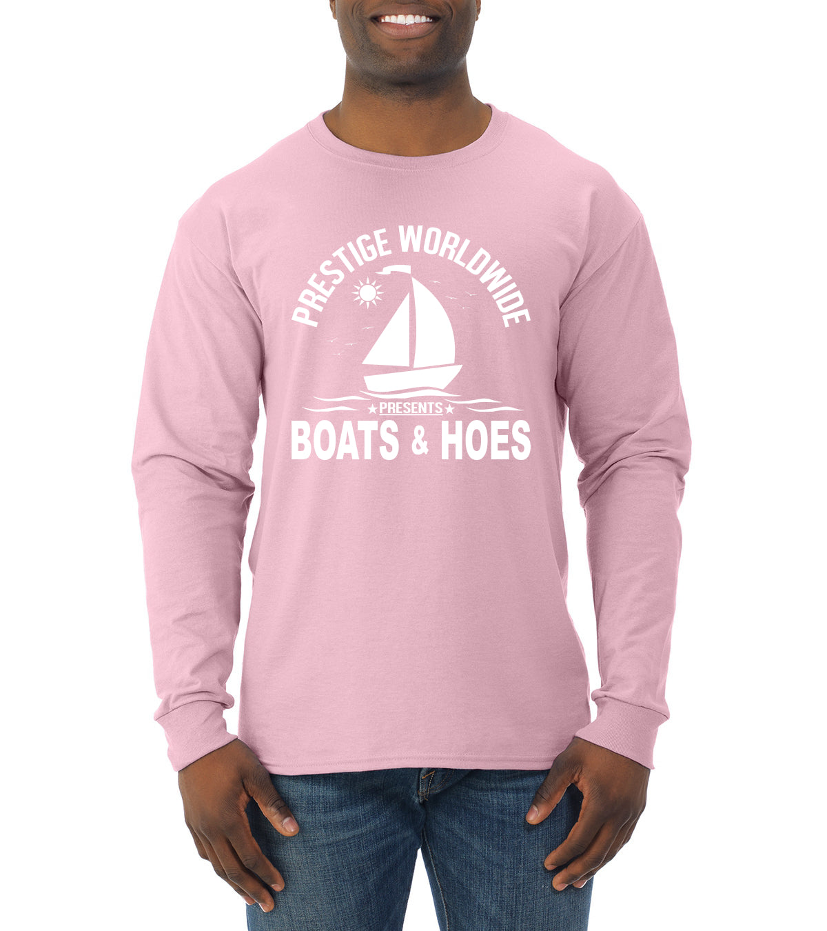 Prestige Worldwide Funny Boats and Hoes Pop Culture Mens Long Sleeve Shirt