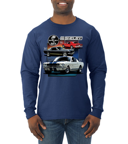 Shelby 65 Powered by Ford Motors Mustang Logo Emblem  Cars and Trucks Mens Long Sleeve Shirt