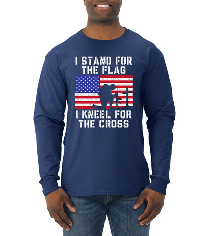 I Stand for The Flag I Kneel for The Cross  Americana / American Pride Mens Long Sleeve Shirt