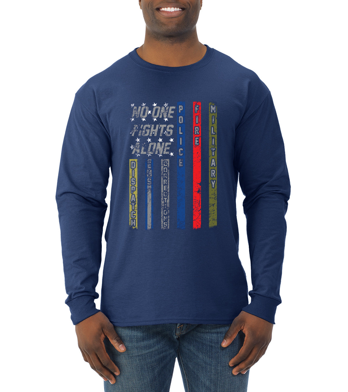 First Responder T Shirt Dispatcher EMS Corrections Police Fire Military Unity T-shirt American Flag Tee Pop Culture Mens Long Sleeve Shirt