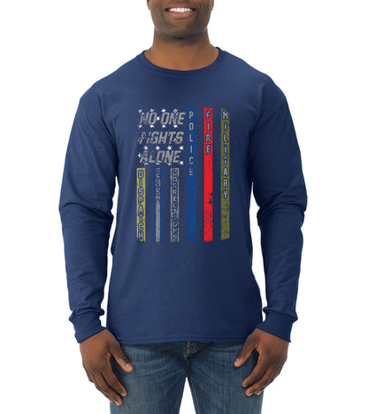 First Responder T Shirt Dispatcher EMS Corrections Police Fire Military Unity T-shirt American Flag Tee Pop Culture Mens Long Sleeve Shirt