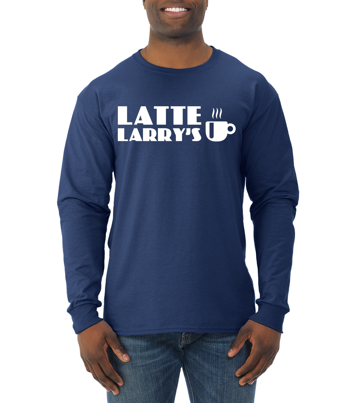 Latte Larry's California Coffee Shop Logo Pop Culture Mens Long Sleeve Shirt