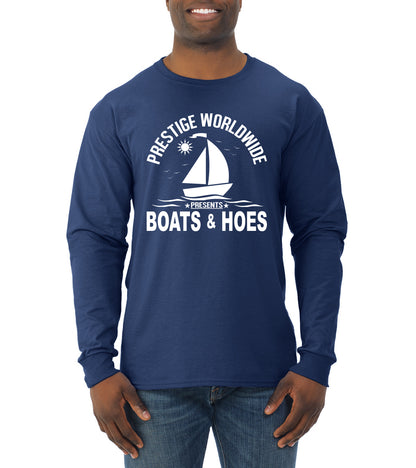 Prestige Worldwide Funny Boats and Hoes Pop Culture Mens Long Sleeve Shirt