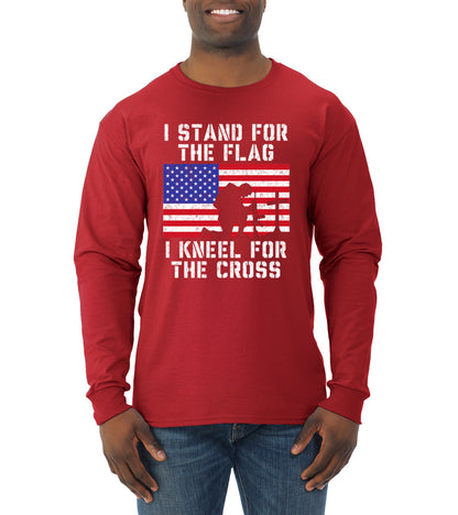 I Stand for The Flag I Kneel for The Cross  Americana / American Pride Mens Long Sleeve Shirt