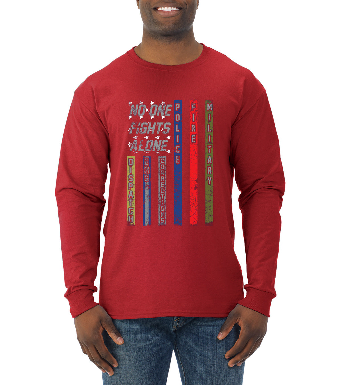 First Responder T Shirt Dispatcher EMS Corrections Police Fire Military Unity T-shirt American Flag Tee Pop Culture Mens Long Sleeve Shirt