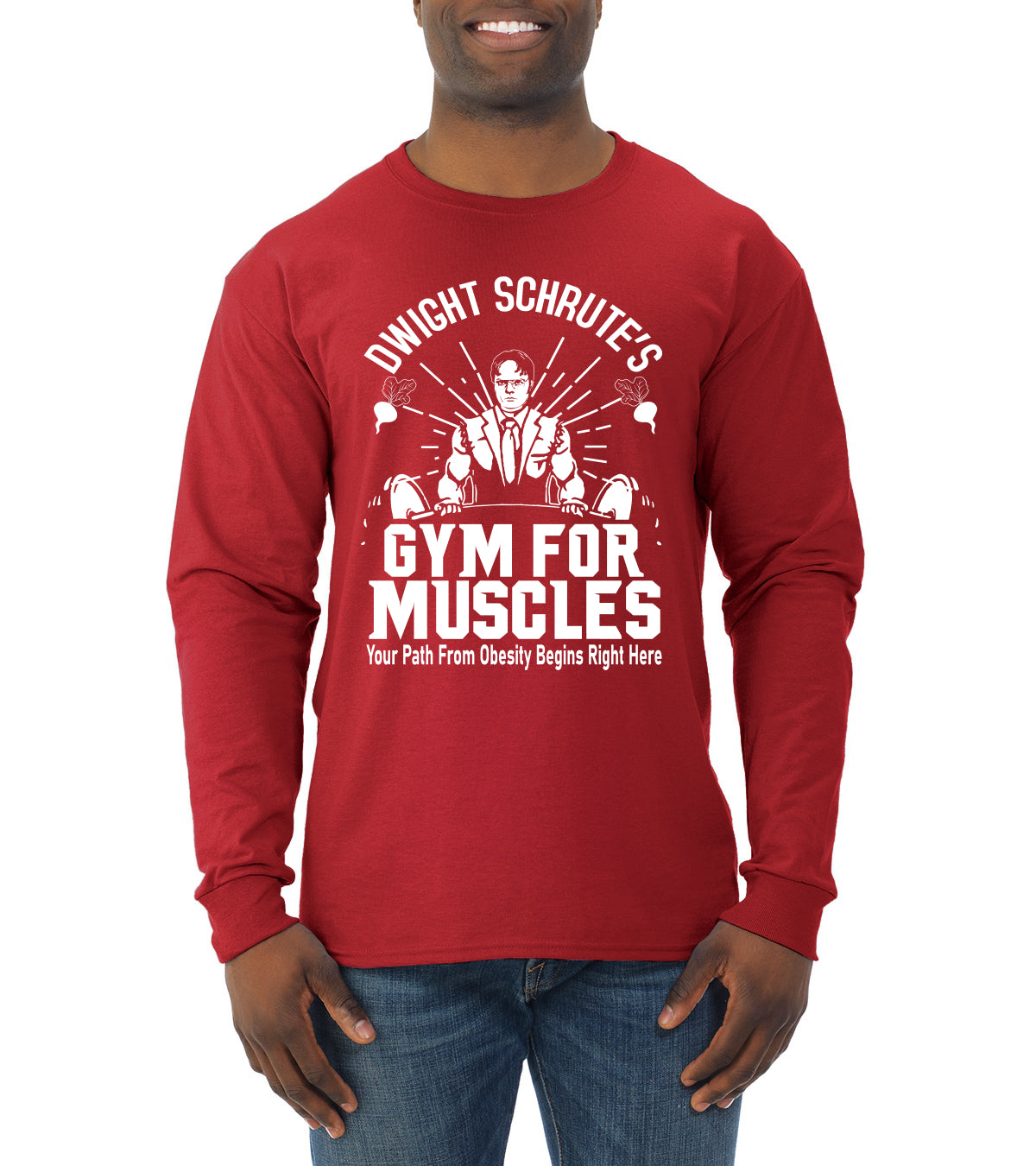 Dwight Schrute's Gym for Muscles Pop Culture Mens Long Sleeve Shirt