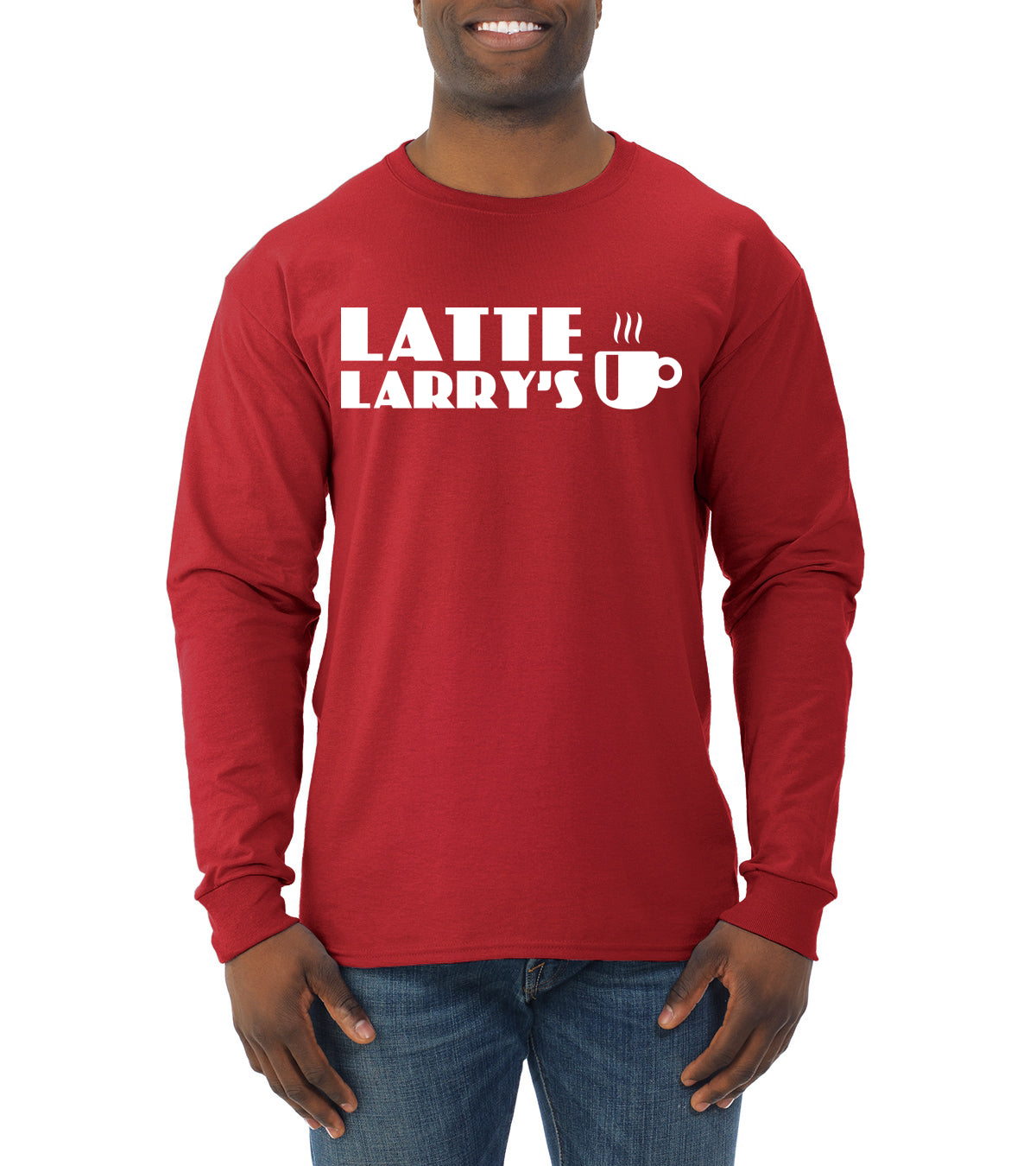 Latte Larry's California Coffee Shop Logo Pop Culture Mens Long Sleeve Shirt