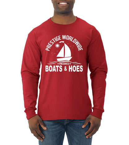 Prestige Worldwide Funny Boats and Hoes Pop Culture Mens Long Sleeve Shirt