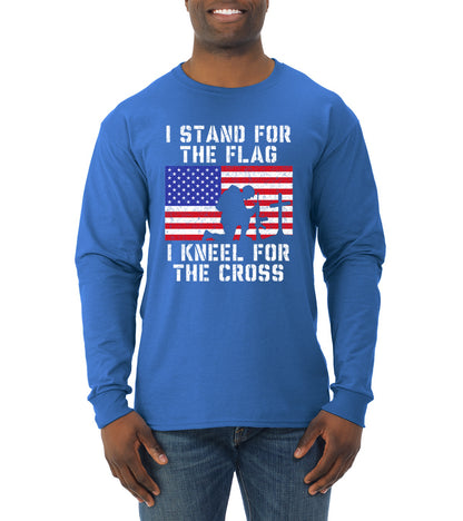 I Stand for The Flag I Kneel for The Cross  Americana / American Pride Mens Long Sleeve Shirt