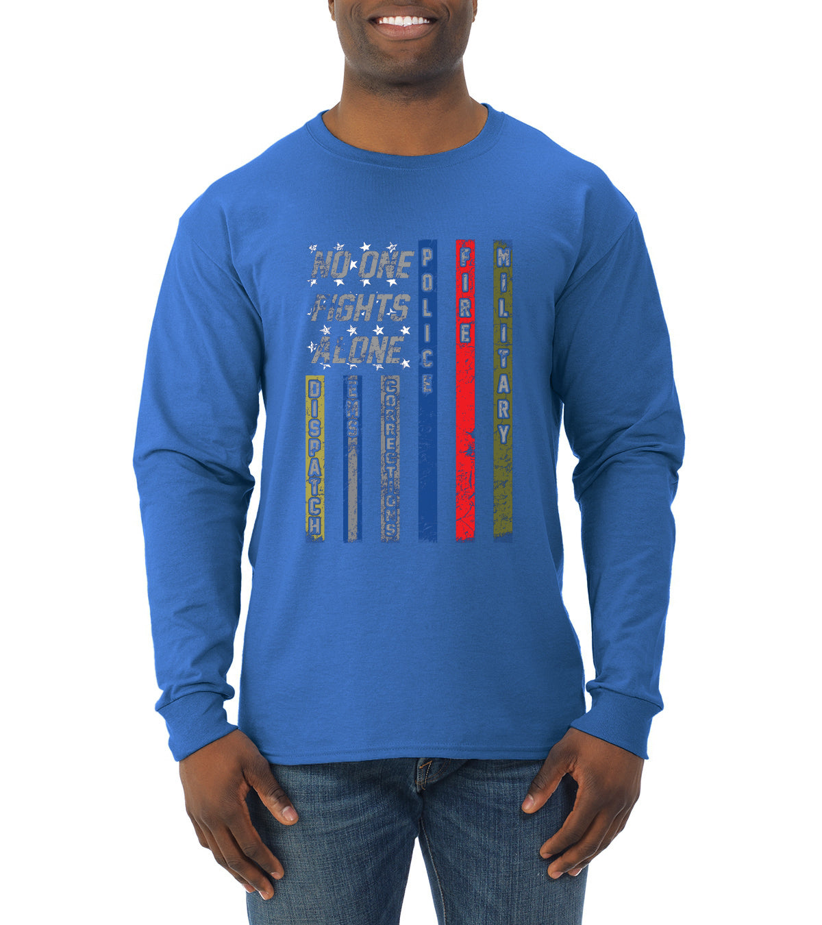 First Responder T Shirt Dispatcher EMS Corrections Police Fire Military Unity T-shirt American Flag Tee Pop Culture Mens Long Sleeve Shirt