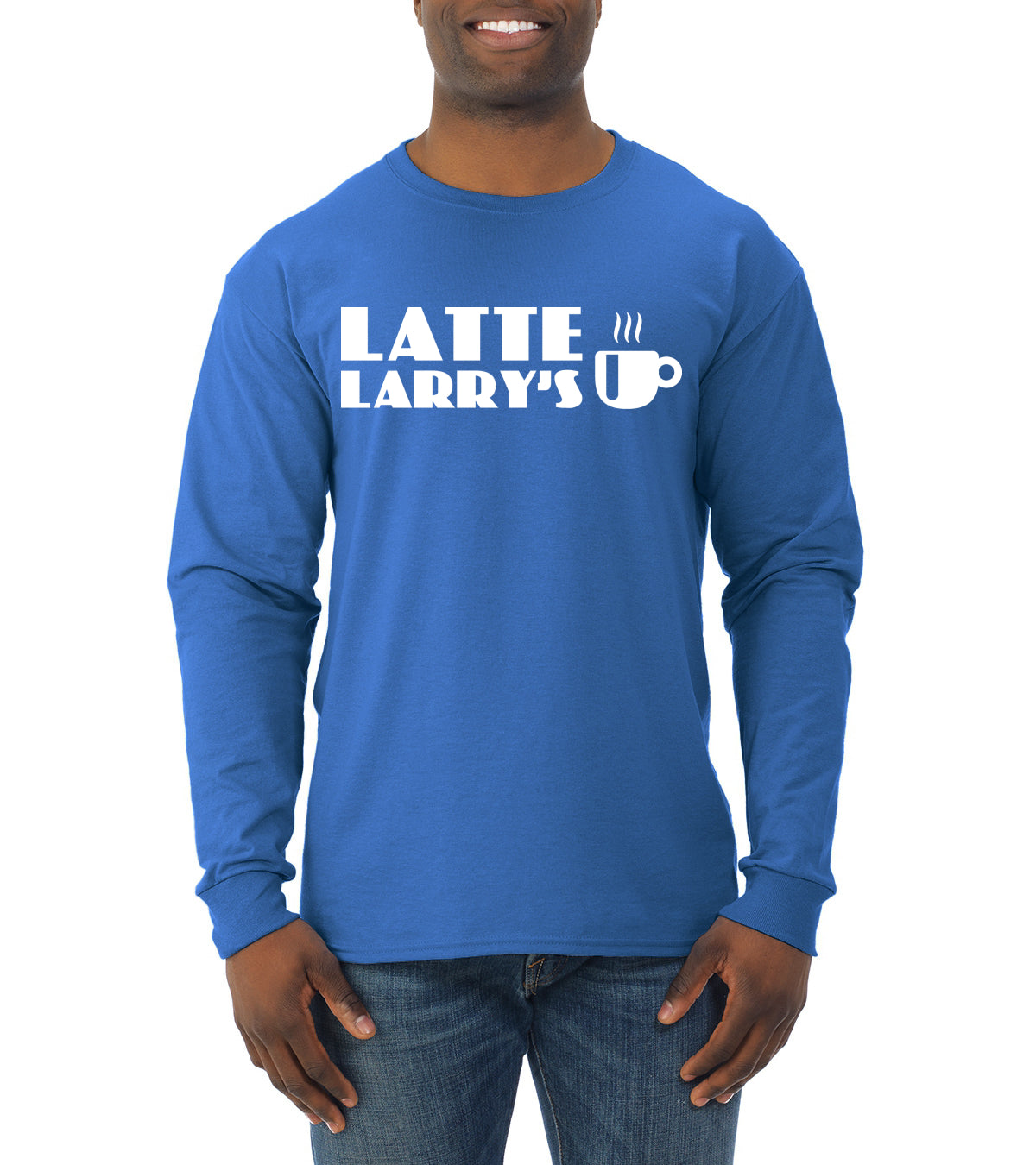 Latte Larry's California Coffee Shop Logo Pop Culture Mens Long Sleeve Shirt