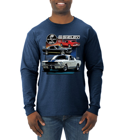 Shelby 65 Powered by Ford Motors Mustang Logo Emblem  Cars and Trucks Mens Long Sleeve Shirt