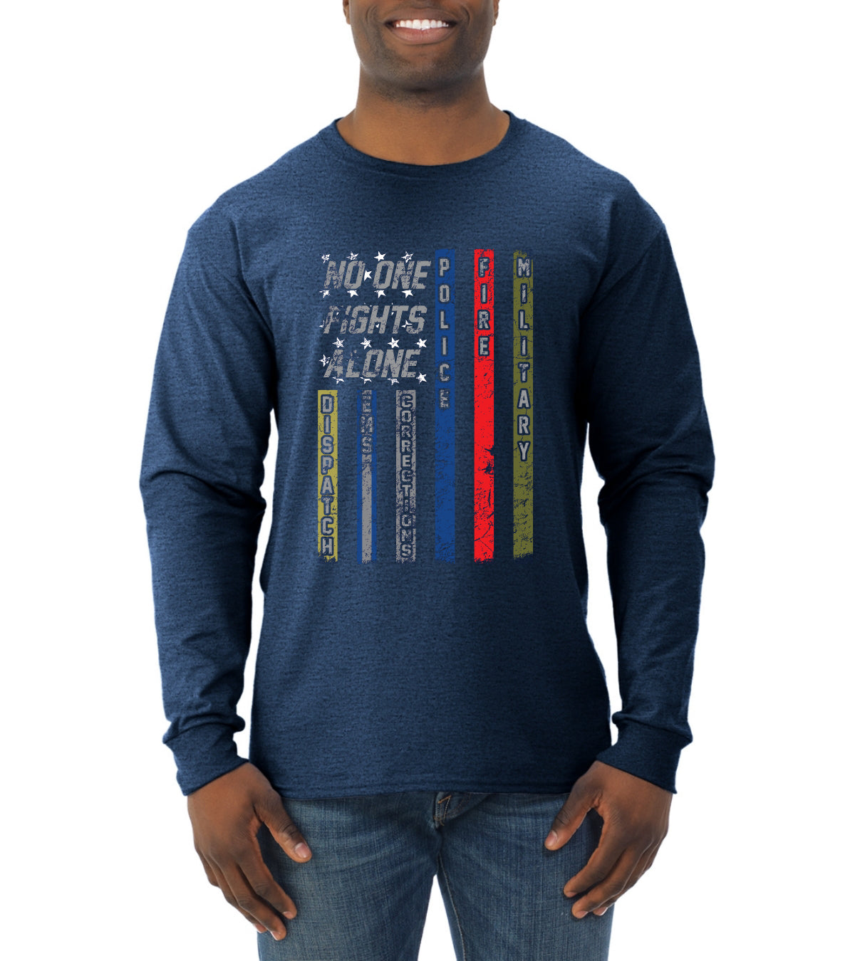 First Responder T Shirt Dispatcher EMS Corrections Police Fire Military Unity T-shirt American Flag Tee Pop Culture Mens Long Sleeve Shirt
