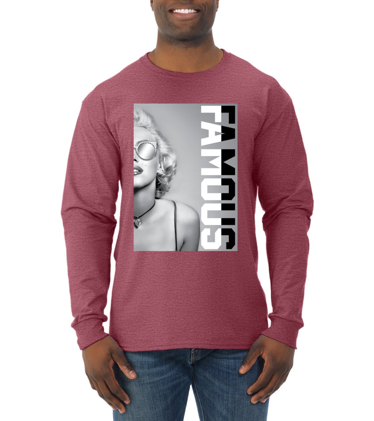 Marilyn Famous Savage Rockstar Streetwear Mens Long Sleeve Shirt