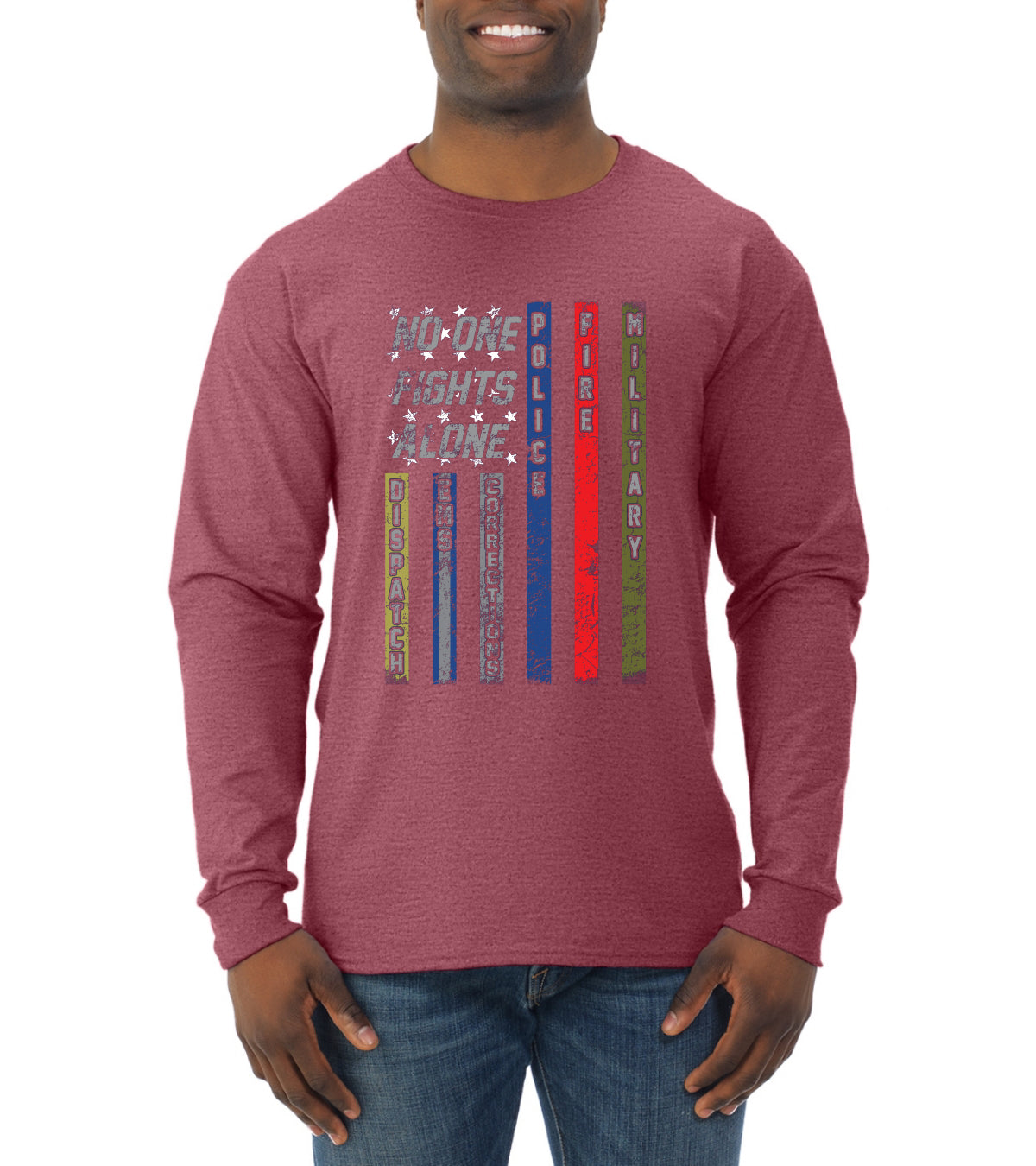 First Responder T Shirt Dispatcher EMS Corrections Police Fire Military Unity T-shirt American Flag Tee Pop Culture Mens Long Sleeve Shirt