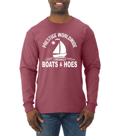 Prestige Worldwide Funny Boats and Hoes Pop Culture Mens Long Sleeve Shirt
