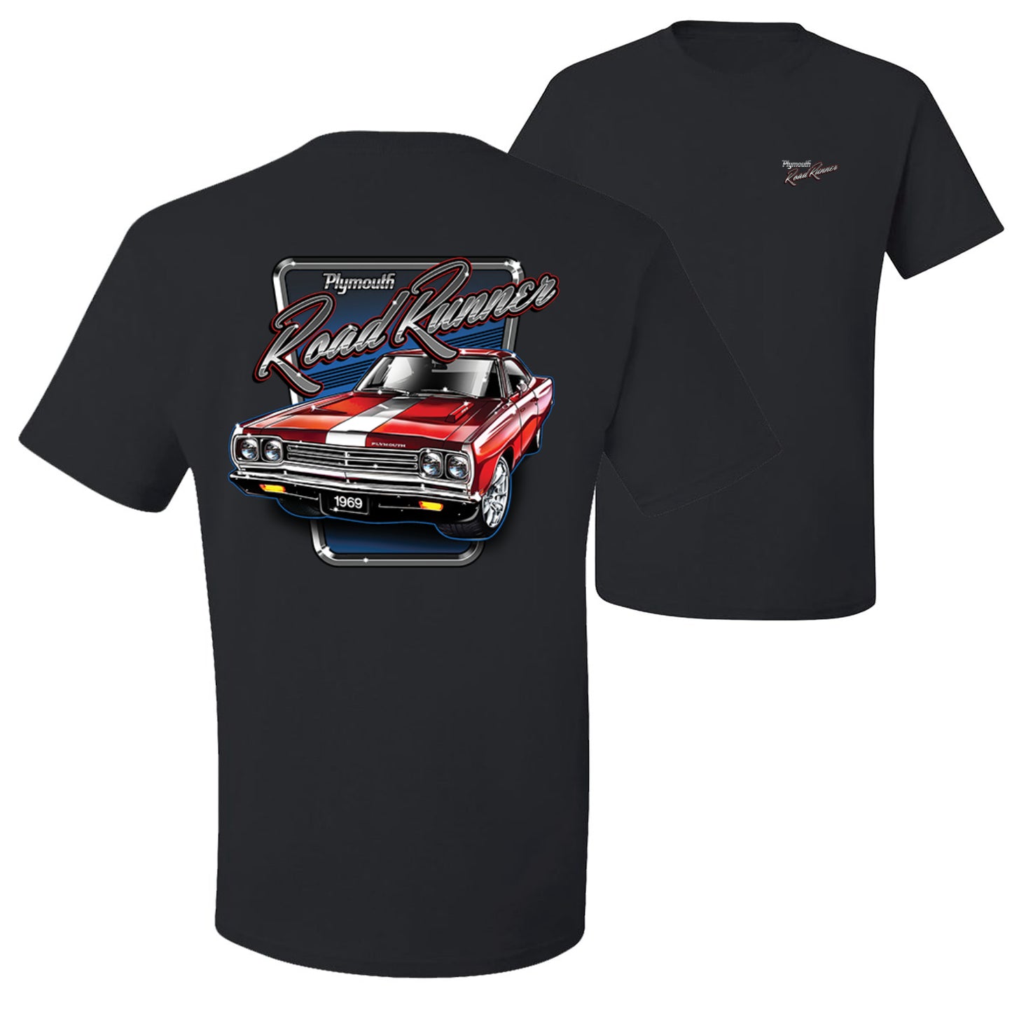 Vintage 1969 Plymouth Roadrunner Classic Logo Front & Back Cars and Trucks men Graphic T-Shirt