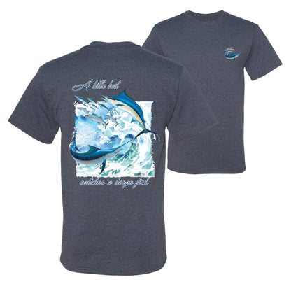 A Little Bait Catches a Large Fish Swordfish Front & Back Fishing men Graphic T-Shirt