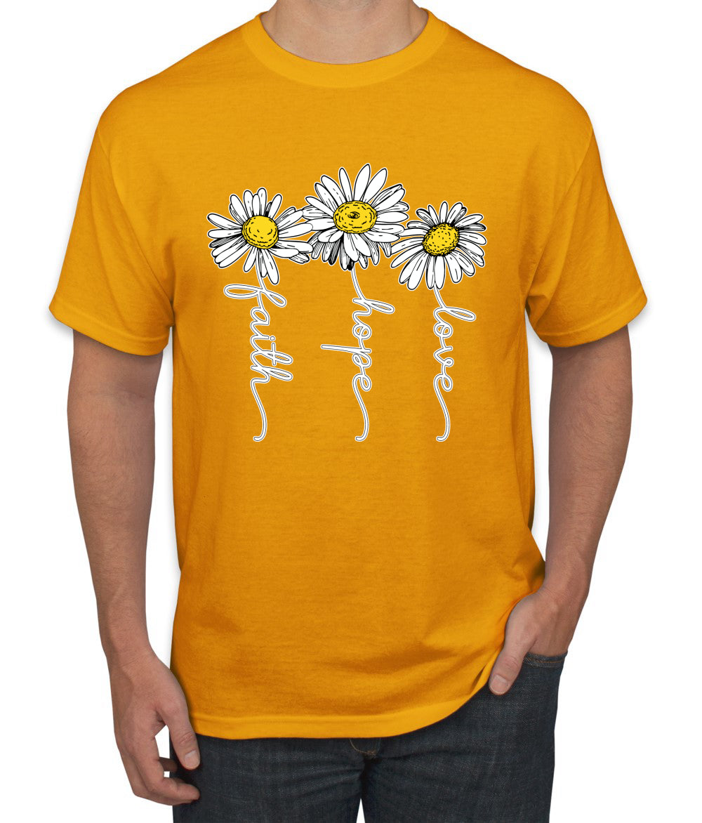 Faith Hope Love Daisy Flower Christian God Religious Inspirational/Christian men Graphic T-Shirt