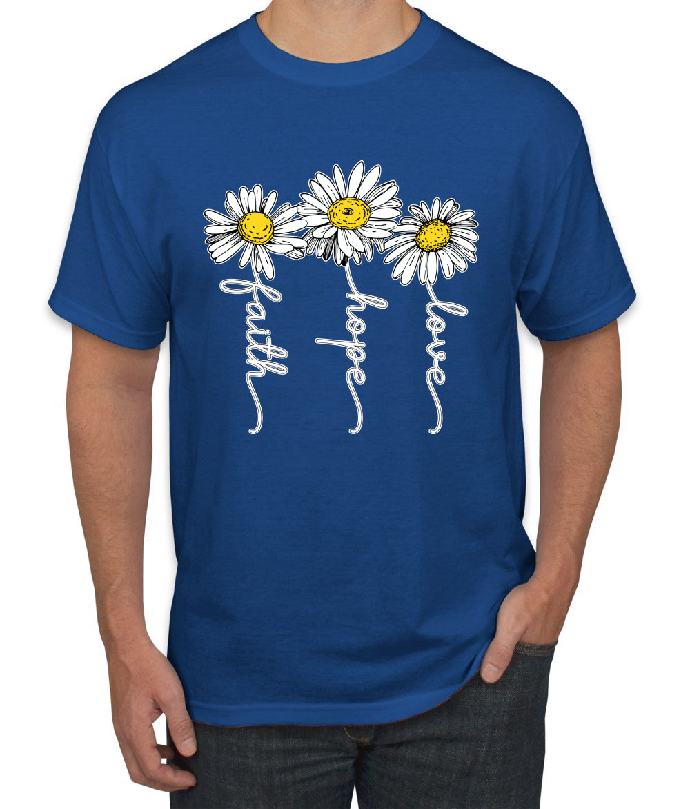 Faith Hope Love Daisy Flower Christian God Religious Inspirational/Christian men Graphic T-Shirt
