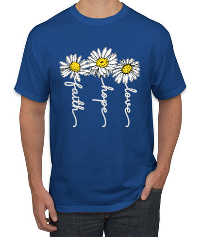 Faith Hope Love Daisy Flower Christian God Religious Inspirational/Christian men Graphic T-Shirt