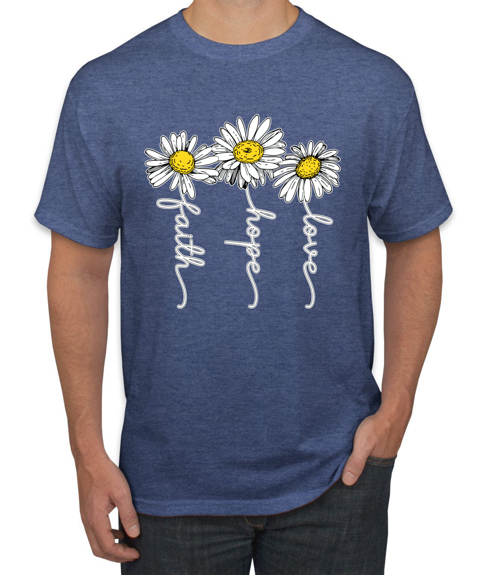 Faith Hope Love Daisy Flower Christian God Religious Inspirational/Christian men Graphic T-Shirt