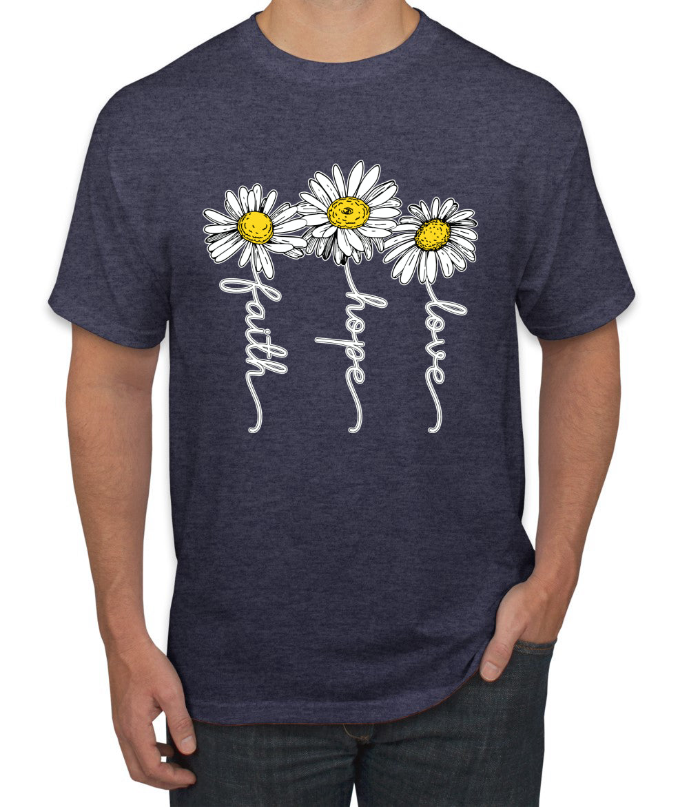 Faith Hope Love Daisy Flower Christian God Religious Inspirational/Christian men Graphic T-Shirt