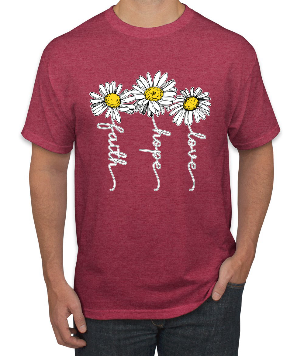 Faith Hope Love Daisy Flower Christian God Religious Inspirational/Christian men Graphic T-Shirt